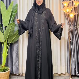 প্রিমিয়াম জাফরান ফেব্রিকস আবায়া Black