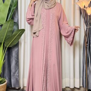 প্রিমিয়াম জাফরান ফেব্রিকস আবায়া Pink